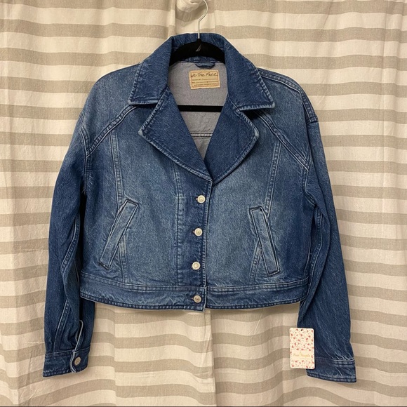NWT free people Jean jacket oversized cropped Sz small